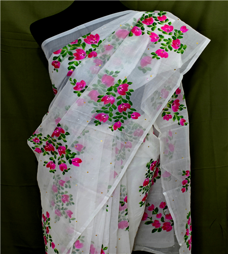 Hand Painted Muslin Variant Saree. 
Code: SMH821